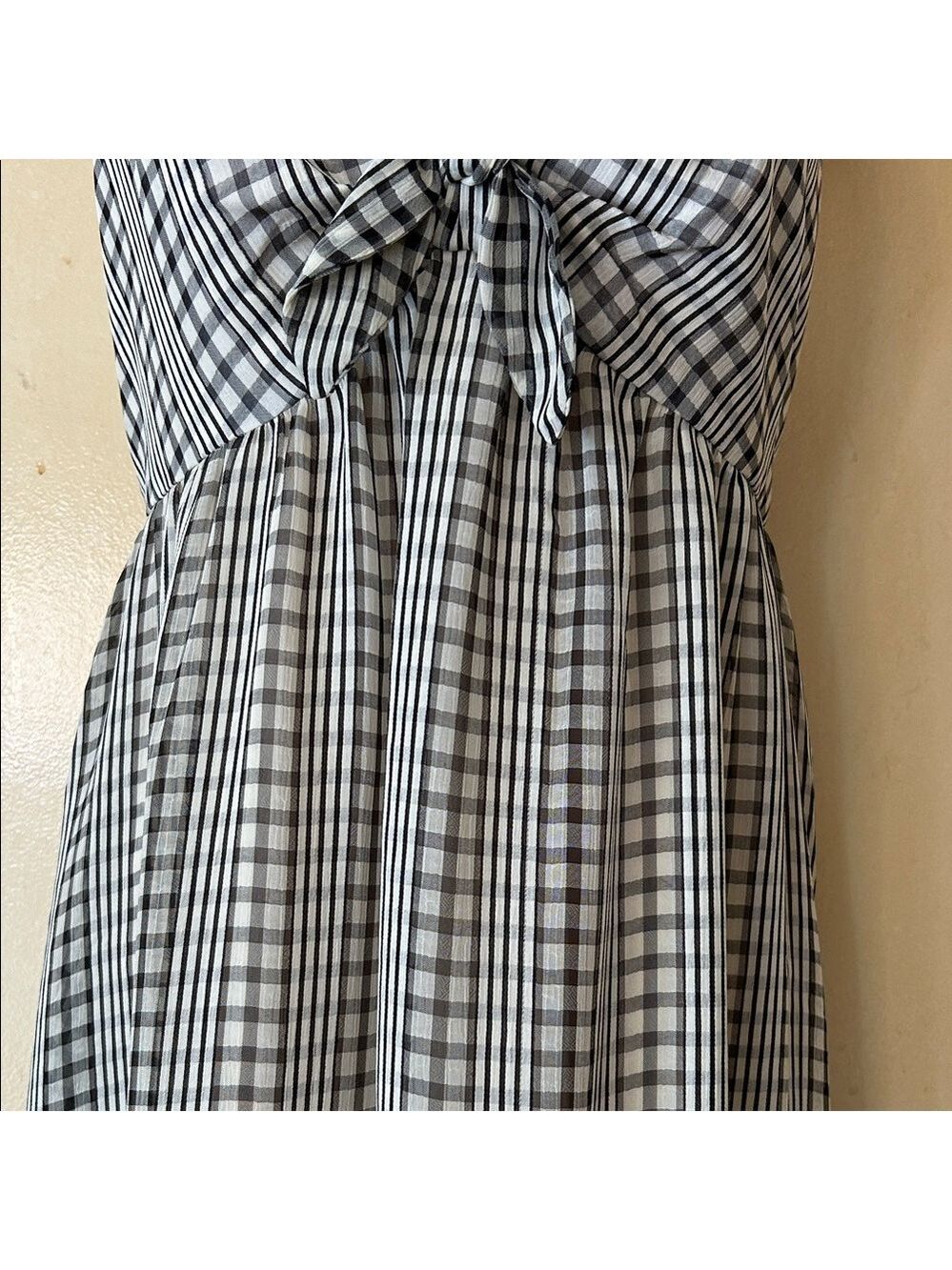 Calvin Klein Black and White Plaid Maxi Dress size 0 - Picture 3 of 11